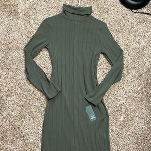 Olive green midi dress